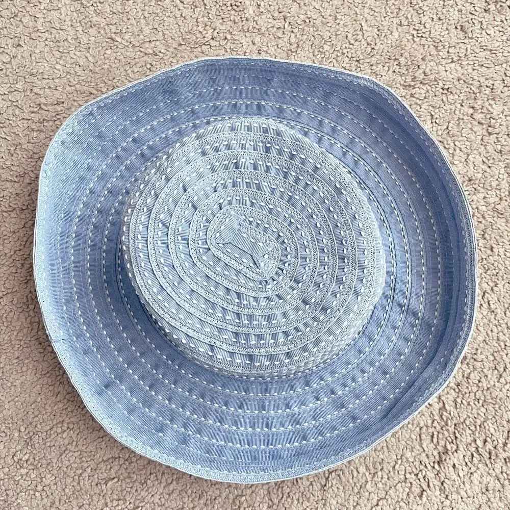 APRIL CORNELL x ORVIS Vintage Blue and White Woven Cottagecore Sun Hat OS